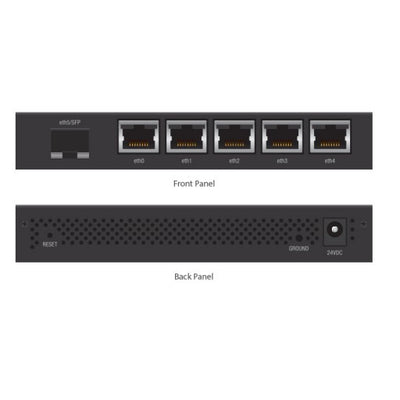 Ubiquiti EdgeRoute Advanced Gigabit Ethernet Router - Compact but powerful router sporting (5) Gigabit RJ45 ports with passive PoE support and an SFP| NHU-ER-X-SFP