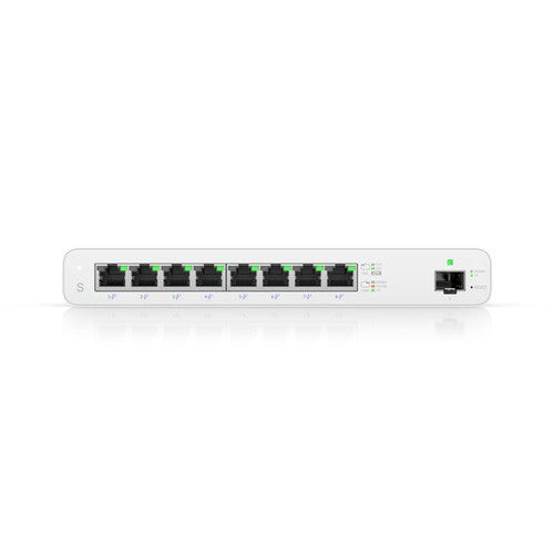 Ubiquiti UISP Switch, 8-Port GbE Switch w/ 27V Passive PoE, For MicroPoP Applications, 110W PoE Budget, Fanless, Layer 2 Switching | NHU-UISP-S