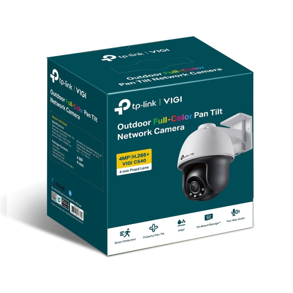 TP-Link VIGI 4MP C540(4mm) Outdoor Full-Colour Pan Tilt Network Camera, 4mm Lens, Smart Detection, 3YW NWTL-VIGI-C540-4