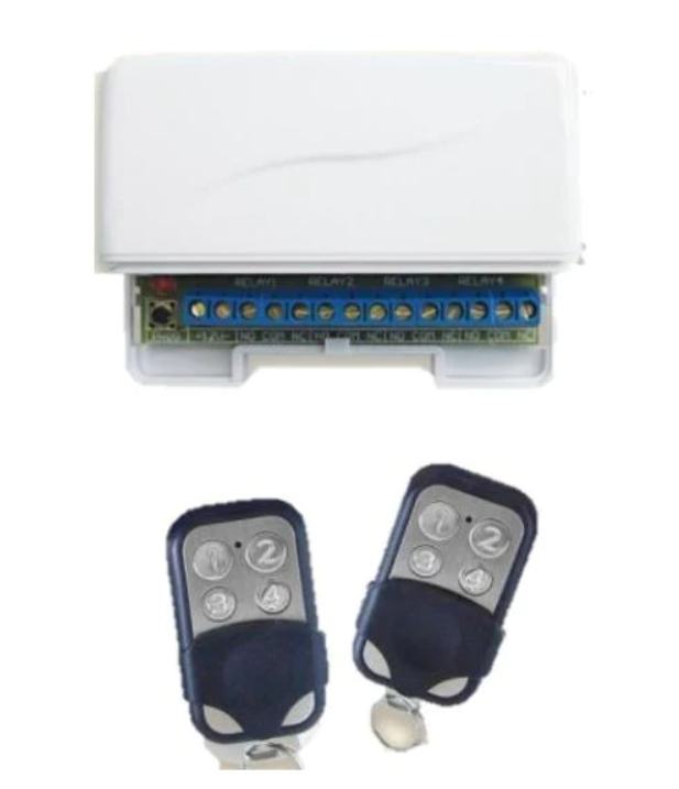Stand Alone 4 x Relay Receiver, 2 x Remotes Kit