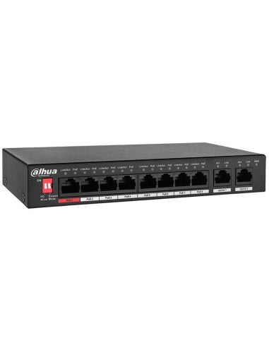 Dahua 10-Port Unmanaged Desktop Switch with 8-Port PoE (V2.0) | DH-PFS3010-8ET-96
