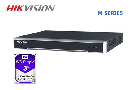 Hikvision 16ch M-Series POE NVR 256Mbps, 8K, 2 Bay, 1RU, 3TB