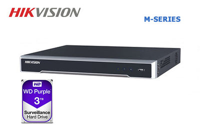 Hikvision 16ch M-Series POE NVR 256Mbps, 8K, 2 Bay, 1RU, 3TB