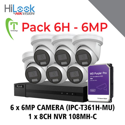 6 x 6MP Hilook System 6H (IPC-T361H-MU) IP Cameras + 8 ...